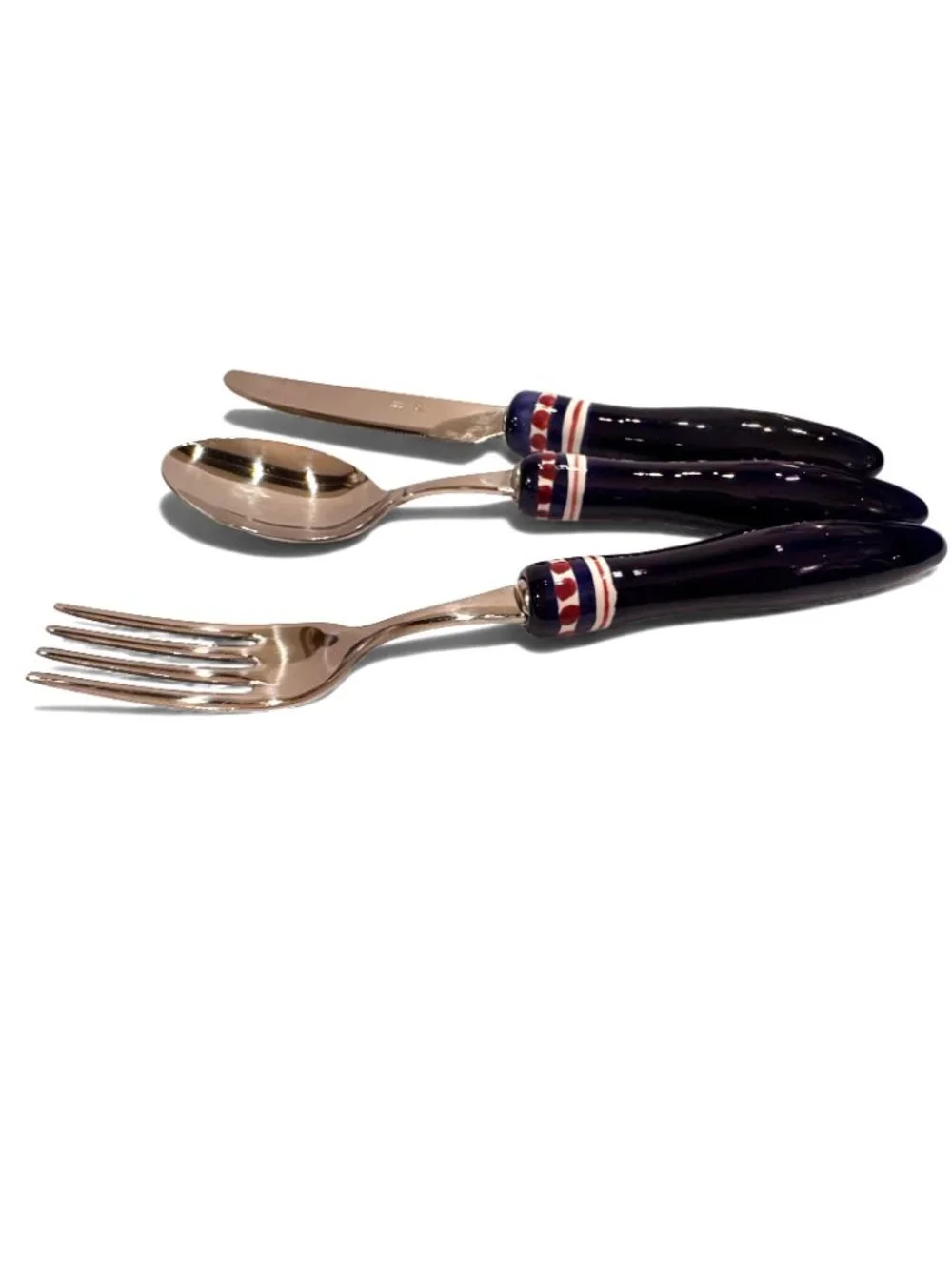 Set of 3 Vietri Positano Blue Three-Piece Flatware Place Settings - NEW
